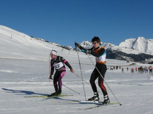Haritz sufriendo en el llano de Beret. Foto: Ski Club d´Azun
